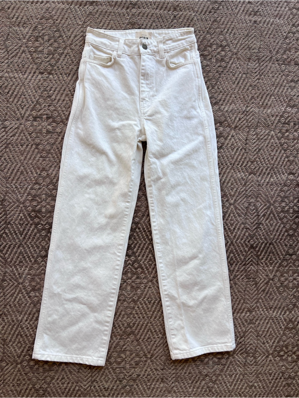 Sézane Brut Sexy Jeans White High Rise Straight Leg Size 34 US 2